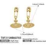 color: TXF315-Zircon Planet Gold Earrings