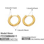 color: F555-Plain Ring Gold Earrings -Outer Diameter 18mm