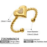 color: Z282-Inlaid Zircon Heart Shape Gold Bangle
