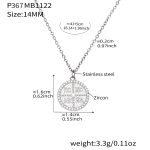color: P367-Round Diameter 14mm Steel Color Necklace 41+5cm