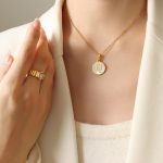 color: RP014-Q Letter Gold Necklace -39+5cm