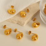 New Stainless Steel Plated 18K Gold Plated Glossy Water Drop Ear Studs Simple Atmospheric Design Earrings