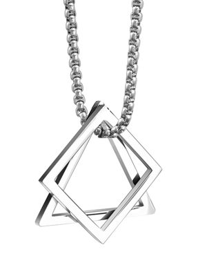 Stainless Steel Necklace Trendy New Hip Hop Cold Triangle Square Personality Design Necklace Accessories Men and Women Pendant