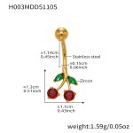 color: H003-Gold Post Length 11.4mm Post Thickness 1.55mm