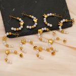 Pearl Contrast Color C- Shaped Advanced All-Match Gold-Plated Earrings for Women Elegant Ear Ring