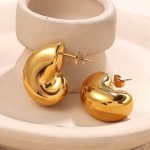 INS New Stainless Steel Earrings 18K Gold Plated Water Drop Ear Studs Premium Personality Affordable Luxury Ornament
