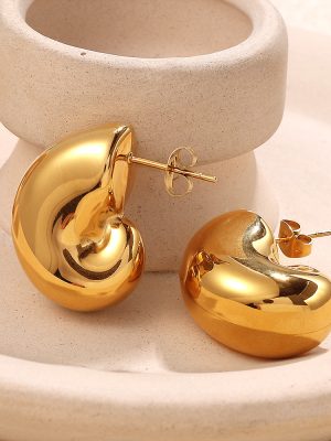 INS New Stainless Steel Earrings 18K Gold Plated Water Drop Ear Studs Premium Personality Affordable Luxury Ornament