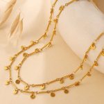 Summer Vacation Versatile Smart Wafer Tassel Clavicle Chain 18K Gold Plated Advanced Mirror Necklace