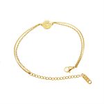 color: E093-Double Layer Small Fu Tag Bracelet Gold 15+5cm