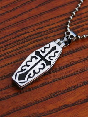 Punk See Coffin Fortune Cross Coffin Men's Stainless Steel Chain Pendant Necklace Clothing