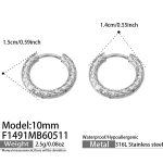 color: F1491-Steel Color Earrings -10mm Inner Diameter
