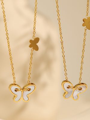 New Butterfly Necklace Women's Simple Temperament Cold Pendant Necklace Clavicle Chain