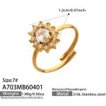 color: A703-White Zircon Gold Ring / size: US 7