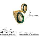 color: A481-Gold Green Enamel Ring / size: US 8