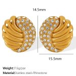 color: EH716 White Rhinestone Gold Earrings