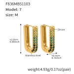 color: F836-7 Green Color Zircon Earrings -Medium