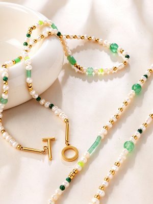 Gentle Elegant Freshwater Pearl Turquoise OT Buckle Clavicle Chain Exquisite Light Luxury Design Necklace