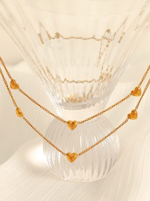 Korean Style Sweet Personalized All-Match Peach Heart Necklace, Bracelet Set Female Jewelry
