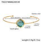 color: TXZ274-Gold Imported Czech Light Blue Glass Bangle