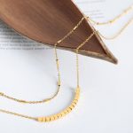 Double-Layer Square Shining Metal Necklace Summer Women's All-Match Retro