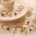Oujia Jewelry Imitation Colored Gems Series Oval Emerald Ring Female Mild Luxury Retro Advanced Ring