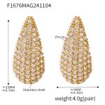 color: F1676-Gold White Zircon Earrings