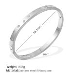 color: SZ200WES White Rhinestone Silver Bangle