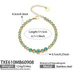 color: TXE610-Blue Zircon Gold Bracelet -17+5cm