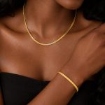 Personalized Flat Snake Bones Chain Collar Stainless Steel Plated 18K Lock Women's Jewelry Set