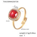 color: TXA330-Gold Red Zircon Ring -Size 7