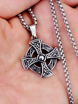 New Arrival Alloy Pendant Stainless Steel Square Pearl Chain Cross Necklace