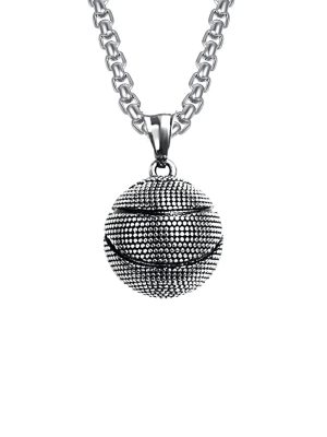 Sports Football Pearl Chain Necklace Stainless Steel Retro Pendant Ornaments Clavicle Chain Tennis
