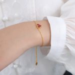 color: E477-Gold Red Acrylic Bracelet -15+5cm