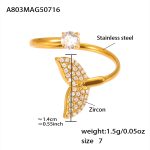 color: A803-Gold 5A Zircon Fish Tail Ring -Size 7 / size: US 7