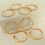 New Stainless Steel Gold Plated Diamond Earrings Earrings Simple Geometric Circular Earrings Women