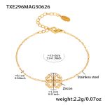 color: TXE296-Gold 5A Zircon Bracelet 15+5cm