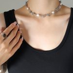color: P470-Steel Color Necklace -38+5cm
