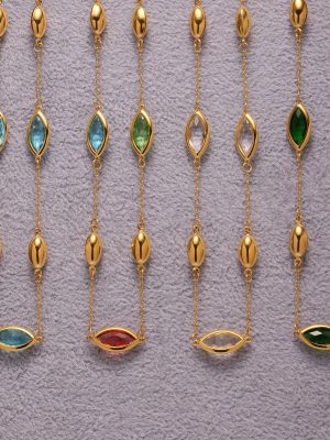 Multi-Cut Transparent Glass Clavicle Necklace Temperament Entry Lux Stainless Steel Color Retaining Jewelry Accessories for Women