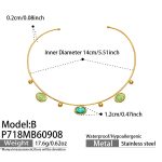 color: P718-B Style Cracked Ice Stone Gold Choker