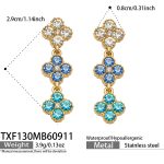 color: TXF130-Blue Zircon Gold Earrings