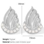 color: EH812 White Bead Silver Earrings