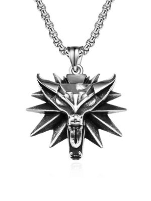 Witcher 3 Wizard 3 Wolf Head Stainless Steel Necklace Hunter 3 Crazy Hunter Surrounding the Game Jewelry