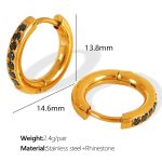 color: EH600 Black Rhinestone Gold Earrings