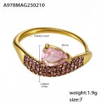 color: A978-Gold Pink Zircon Ring / size: US 7