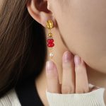 color: F224-Red Natural Stone Earrings