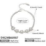 color: E462-Flower White Zircon Steel Color Bracelet -17+5cm