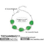 color: TXE564-Steel Color Green Cat's Eye Stone Bracelet