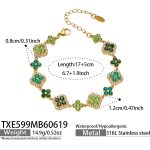color: TXE599-Green Zircon Gold Bracelet 17+5cm
