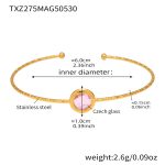 color: TXZ275-Gold Imported Czech Pink Glass Stone Bangle