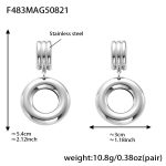 color: F483-Steel Color Round Hollow Earrings